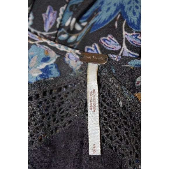 Free People Rain or Shine Swing Dress SMALL BOHO Festival  Gray Floral Paisley - Picture 10 of 15